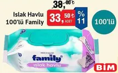 FAMİLY ISLAK HAVLU 100'LÜ
